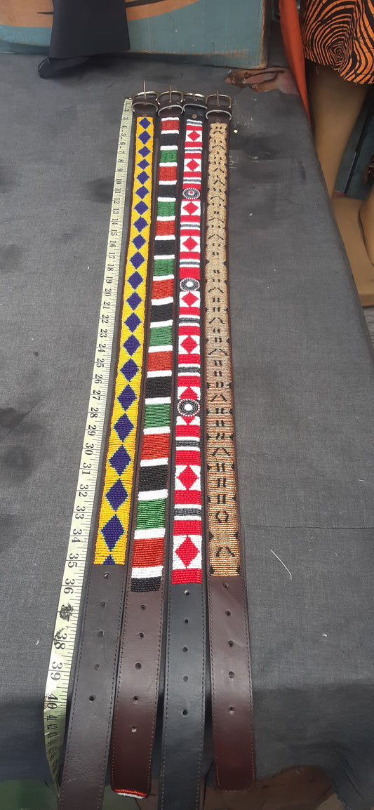 Shanga Beaded Leather Belt