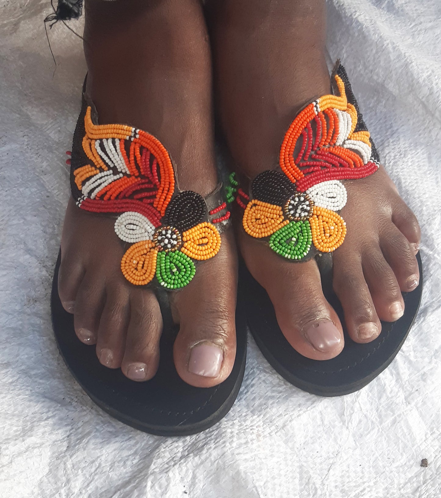 Shanga Beaded Leather Sandals (LT-SLP-PETAL)