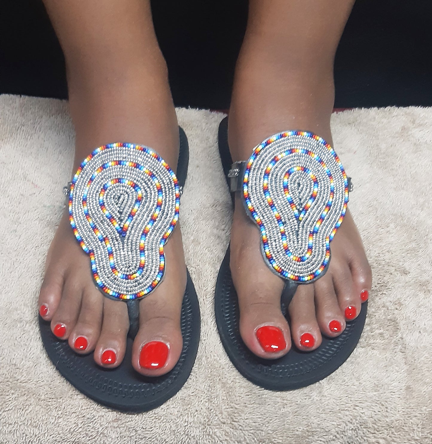 Shanga Beaded Leather Sandals (LT-SLP-Shimmer)