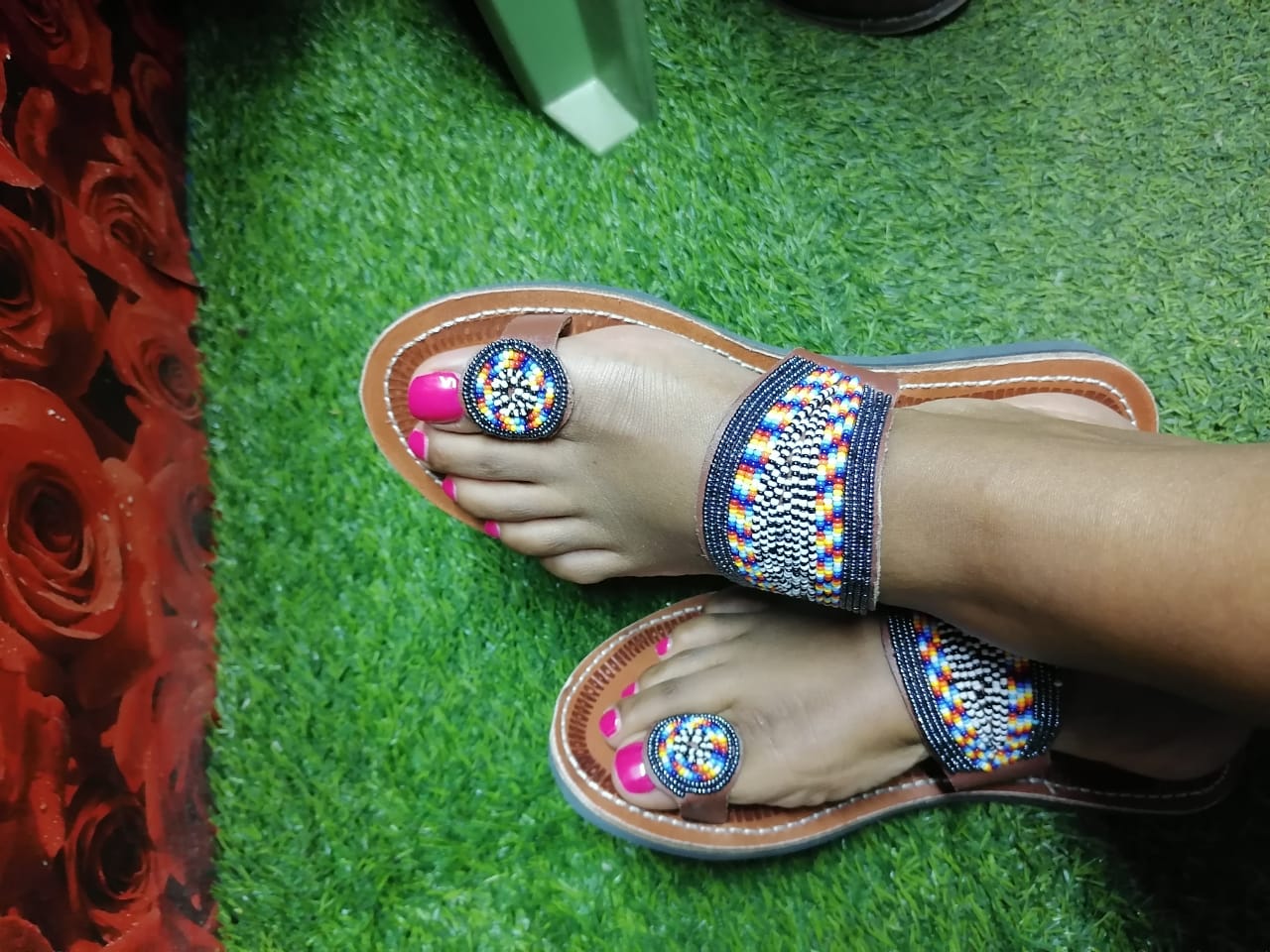 Shanga Beaded Leather Sandals (LT-TOES-2)