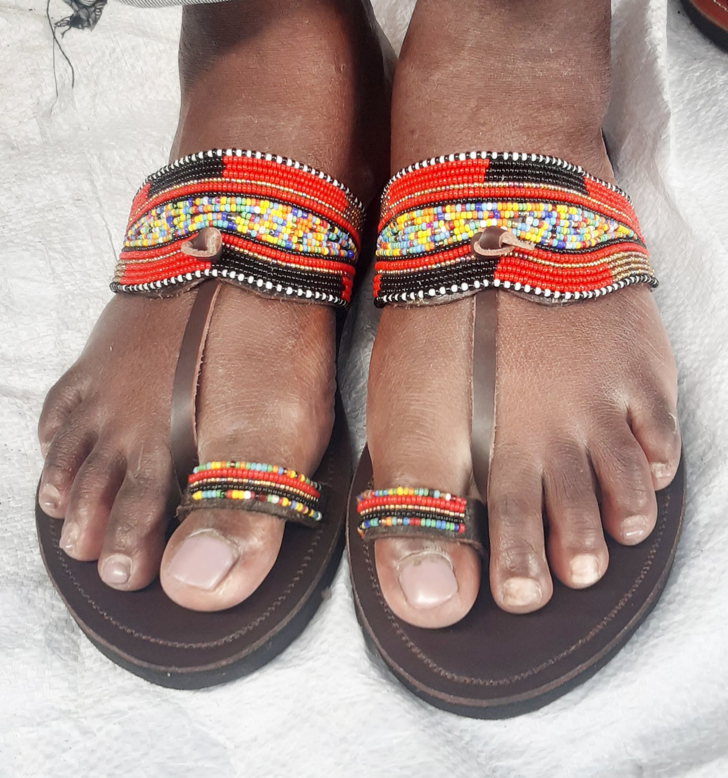 Shanga Beaded Leather Sandals (LT-TOES-GL-1)