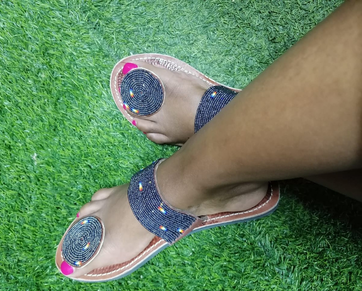 Shanga Beaded Leather Sandals (LT-TOES-U-3)