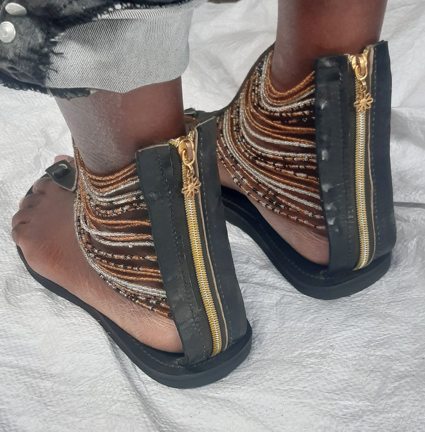 Shanga Beaded zip Gladiator Sandals (GLD-ZP-2)