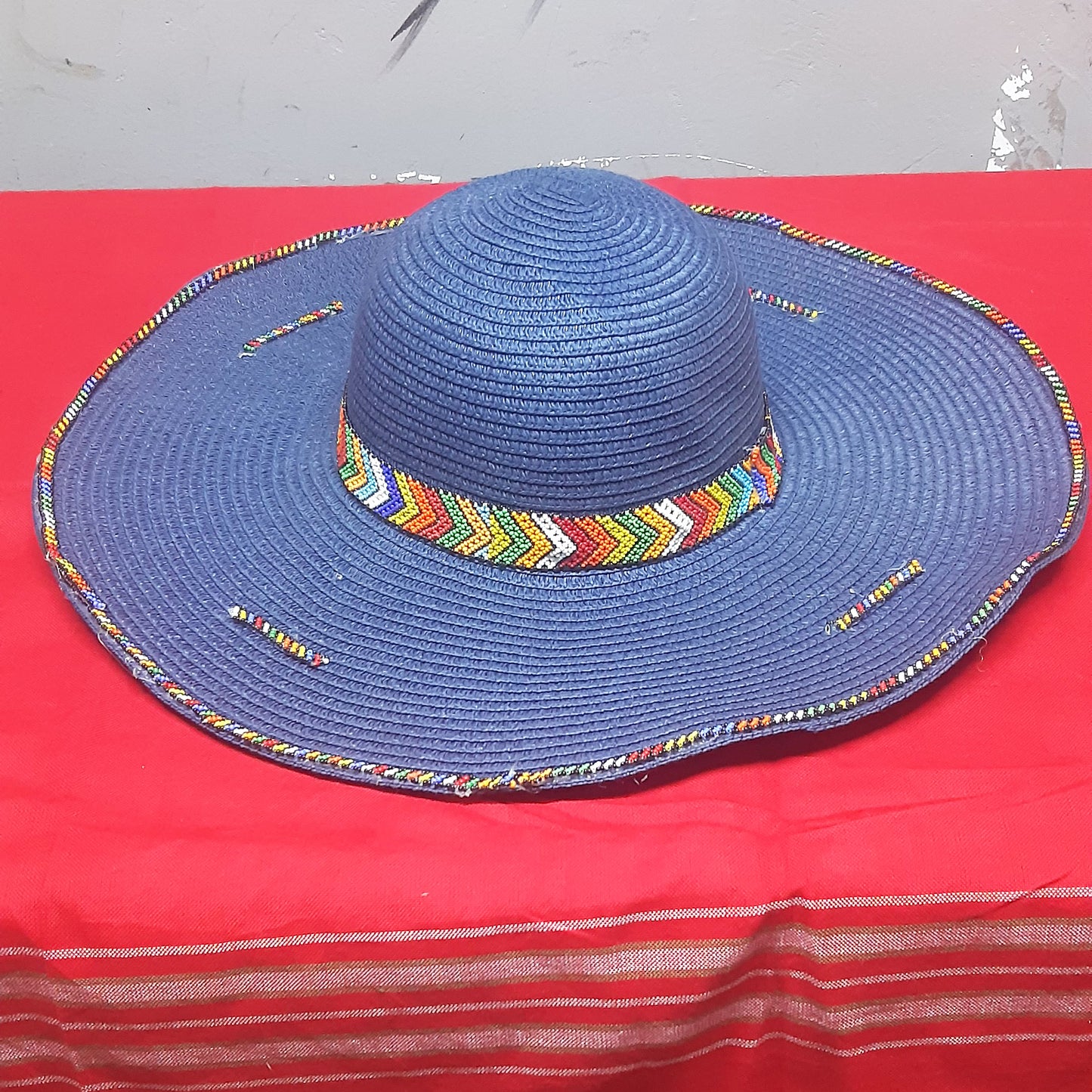 Shanga Wooven Straw Ring Beaded Hat