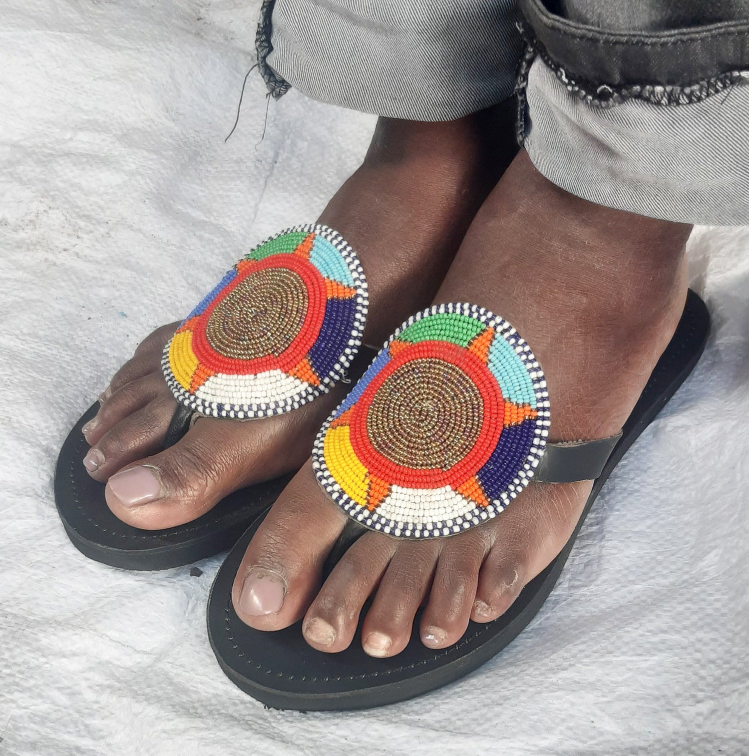 Slip Leather Sandals