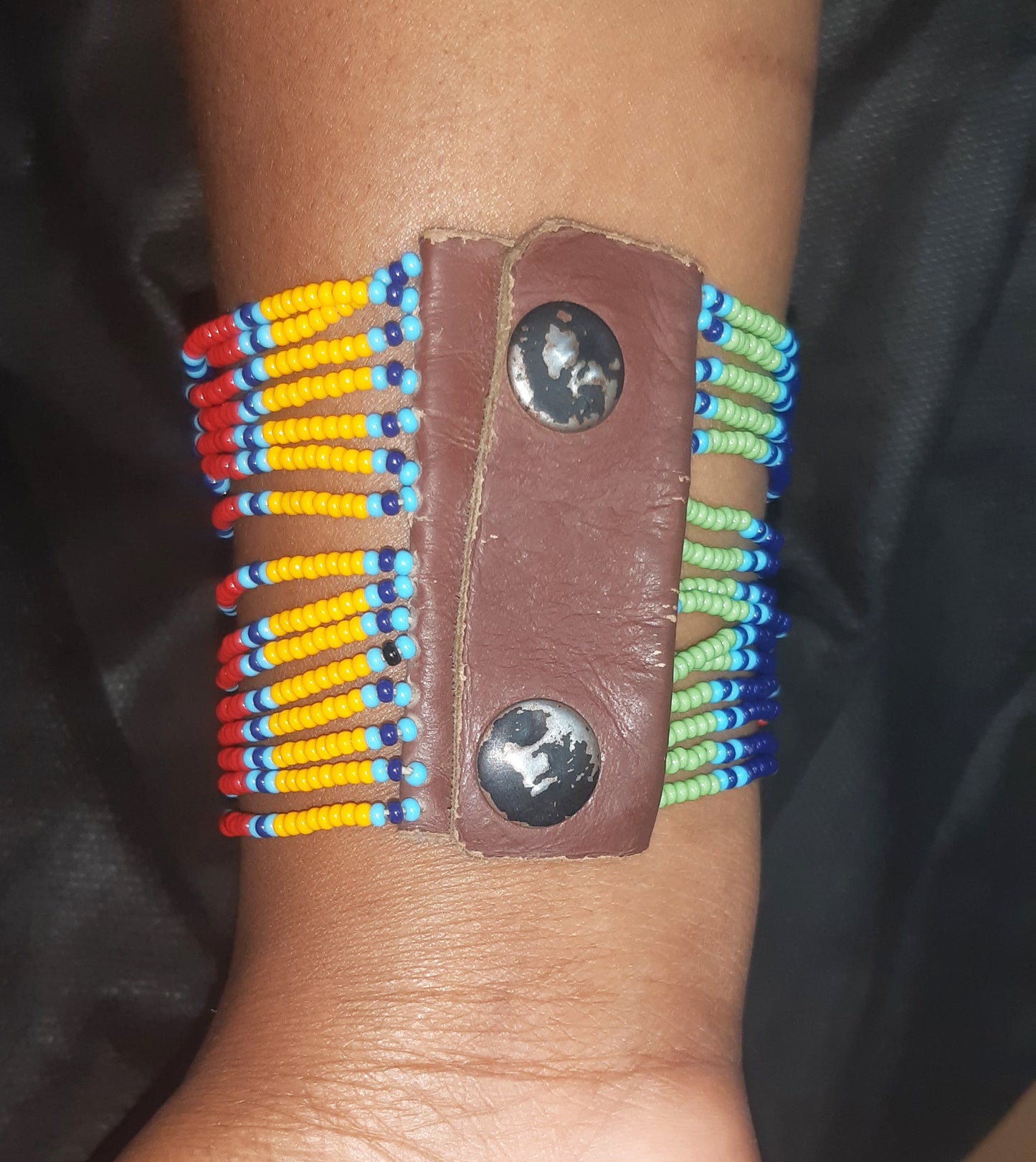 Shanga Beaded Cuff Button Bangle (Suku)