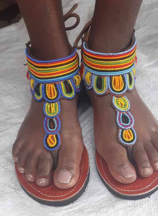 Shanga Beaded Lace Gladiator Sandals (GLD-LC-1)