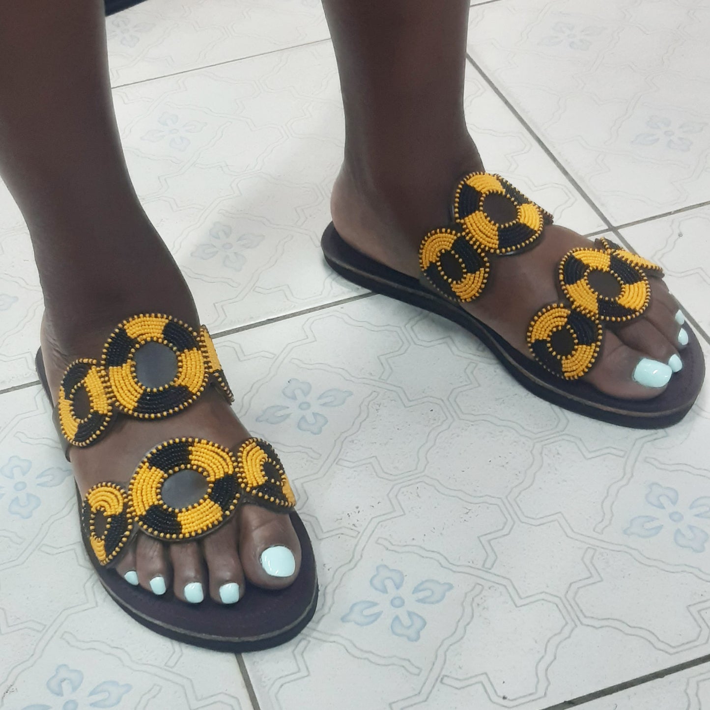 Shanga Beaded Leather Sandals (LT-DS-11)