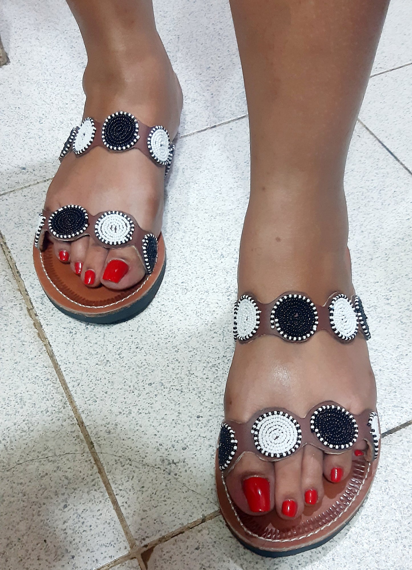 Shanga Beaded Leather Sandals (LT-DS-12)