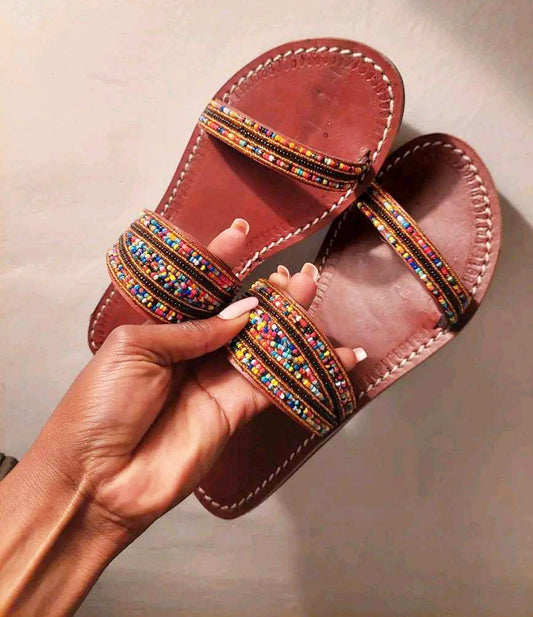 Shanga Beaded Leather Sandals (LT-DS-13)