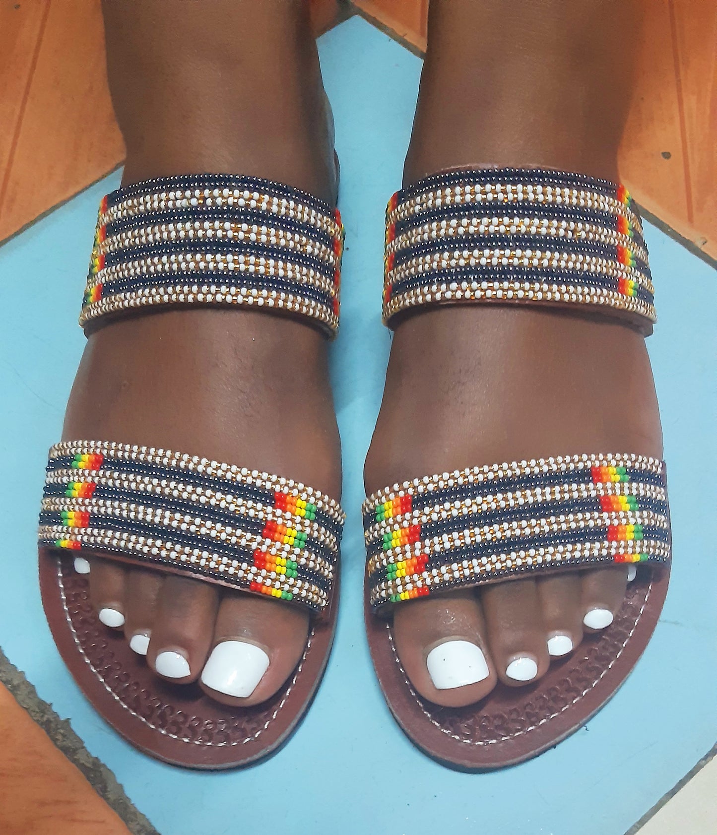 Shanga Beaded Leather Sandals (LT-DS-2)