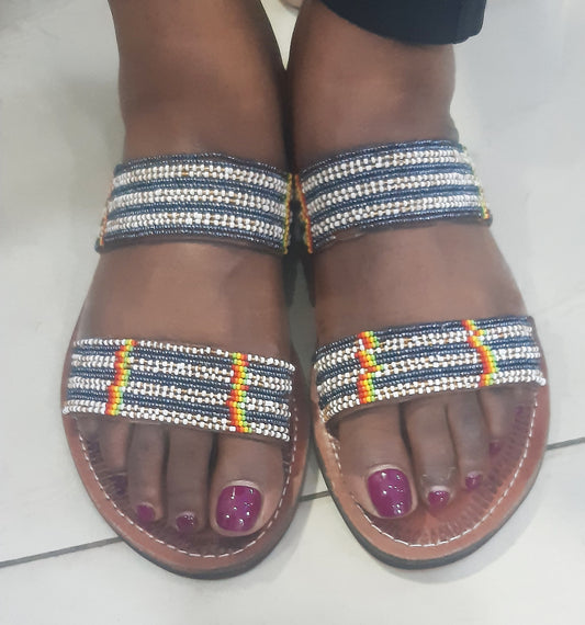 Shanga Beaded Leather Sandals (LT-DS-2)