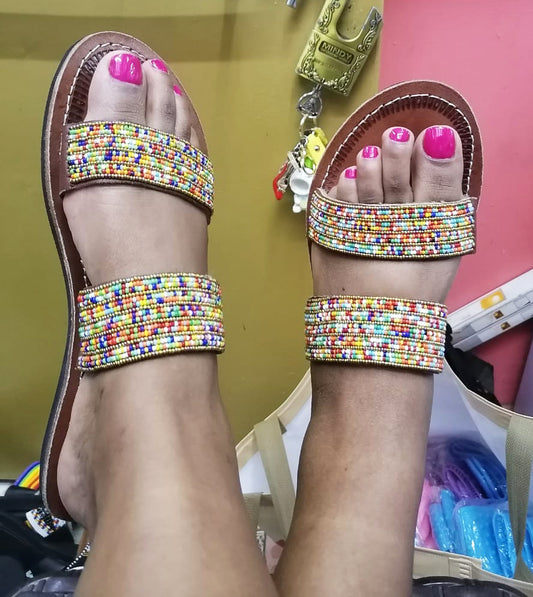 Shanga Beaded Leather Sandals (LT-DS-3)