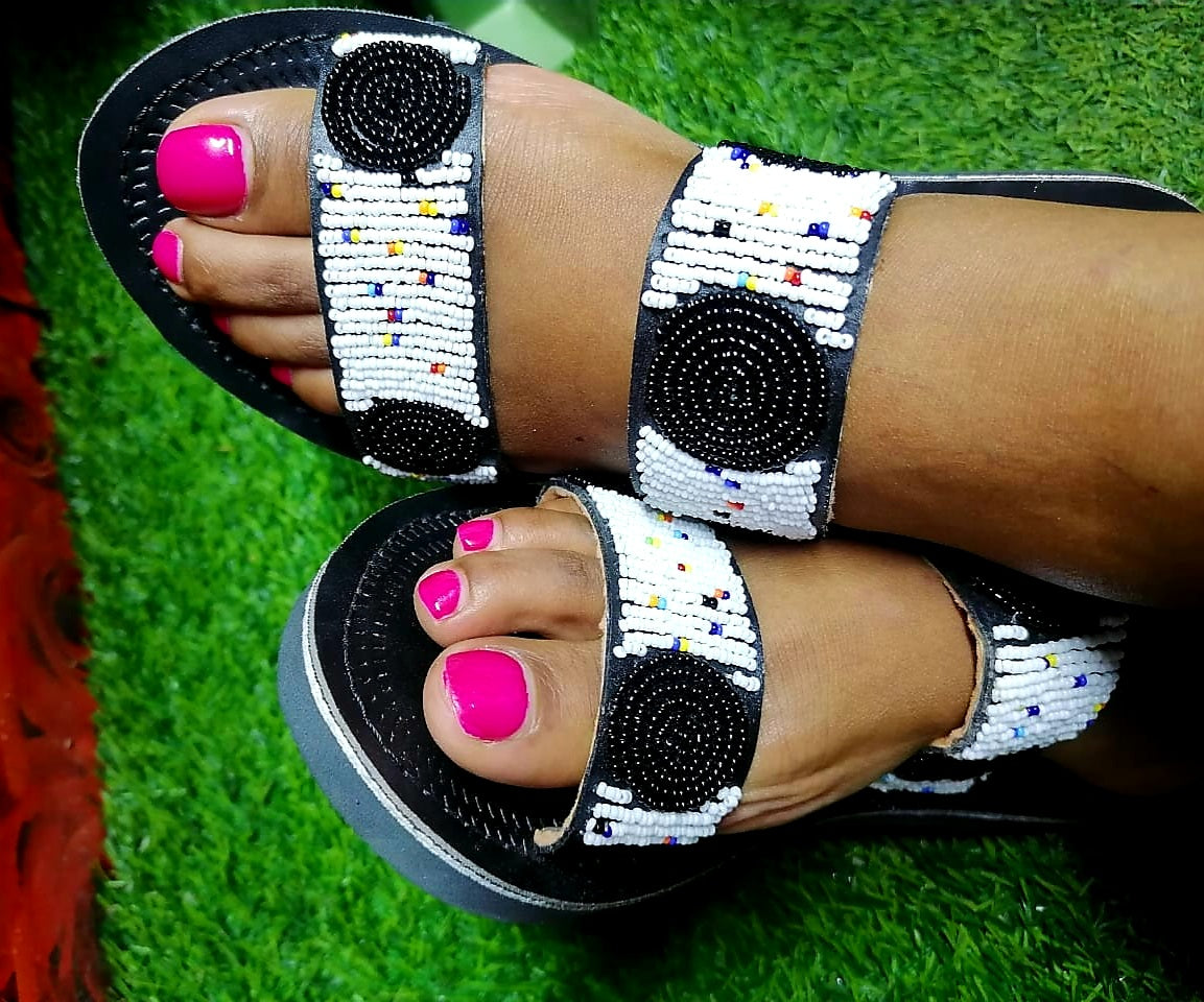 Shanga Beaded Leather Sandals (LT-DS-7)