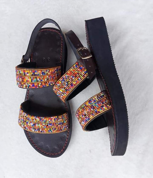 Shanga Beaded Leather Sandals (LT-DSP-0)