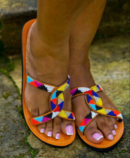 Shanga Beaded Leather Sandals (LT-DSX-1)