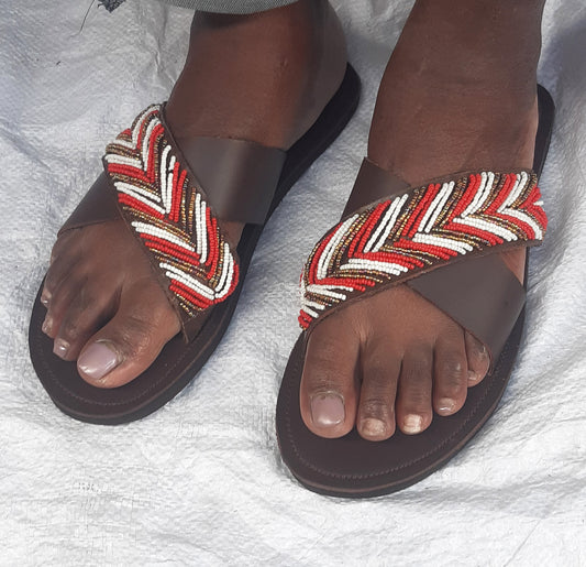 Shanga Beaded Leather Sandals (LT-DSX-2)