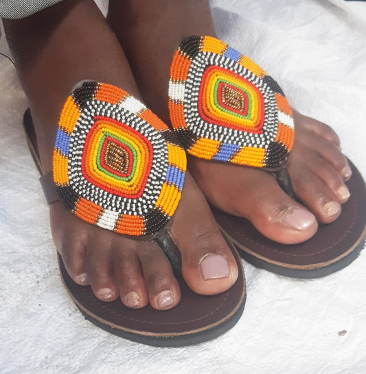 Shanga Beaded Leather Sandals (LT-SLP-Dia)