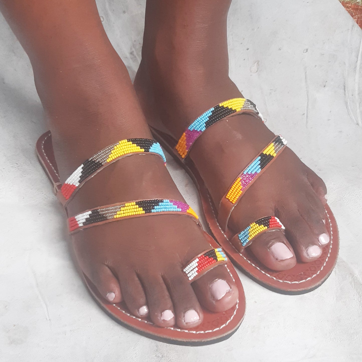 Shanga Beaded Leather Sandals (LT-SLP-N)
