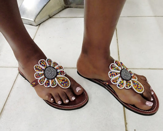 Shanga Beaded Leather Sandals (LT-SLP-Star 1)