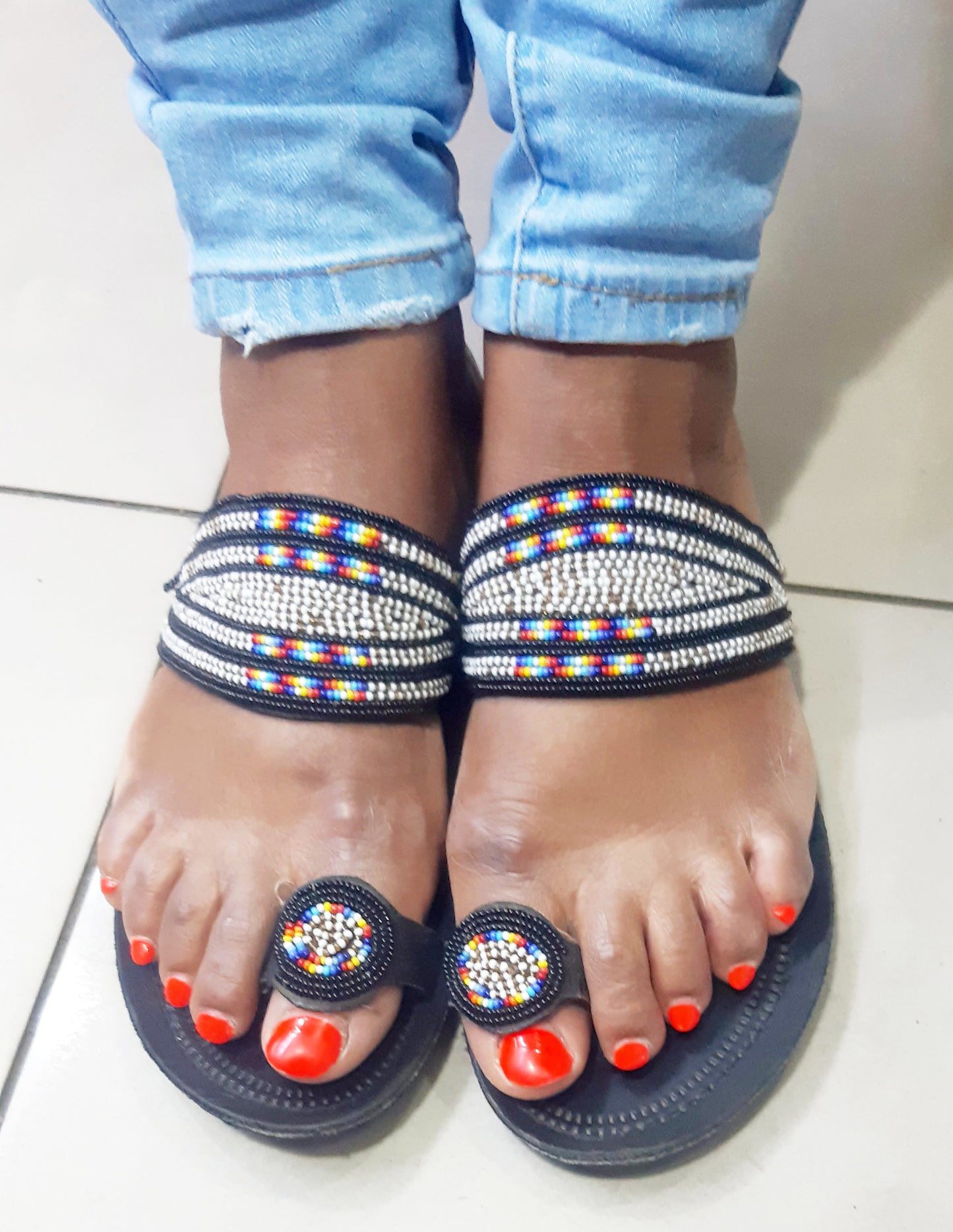Shanga Beaded Leather Sandals (LT-TOES-1)