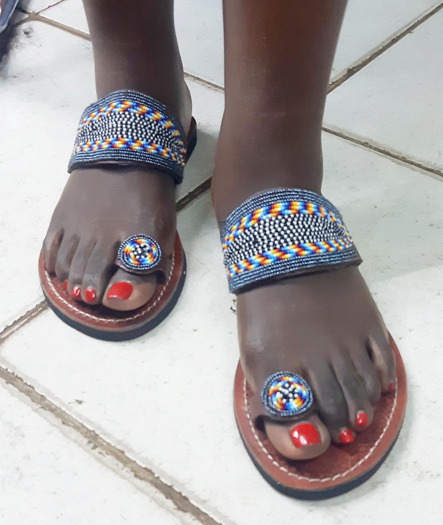 Shanga Beaded Leather Sandals (LT-TOES-5)