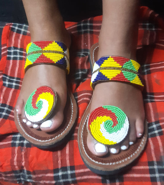 Shanga Beaded Leather Sandals (LT-TOES-U-1)