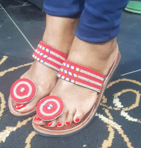 Shanga Beaded Leather Sandals (LT-TOES-U-2)