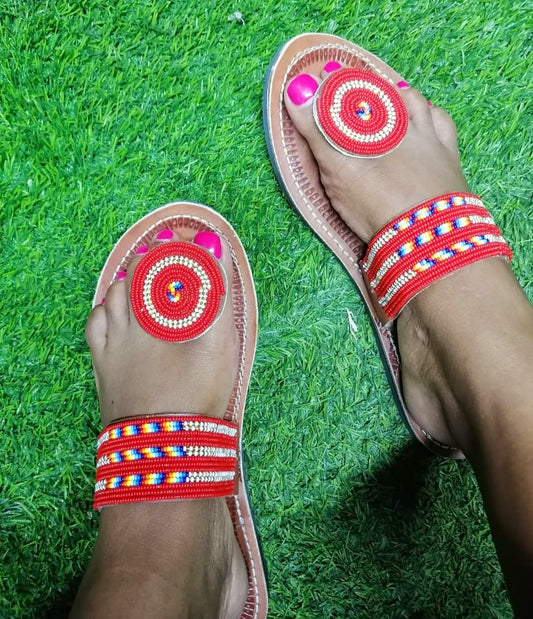 Shanga Beaded Leather Sandals (LT-TOES-U-2)