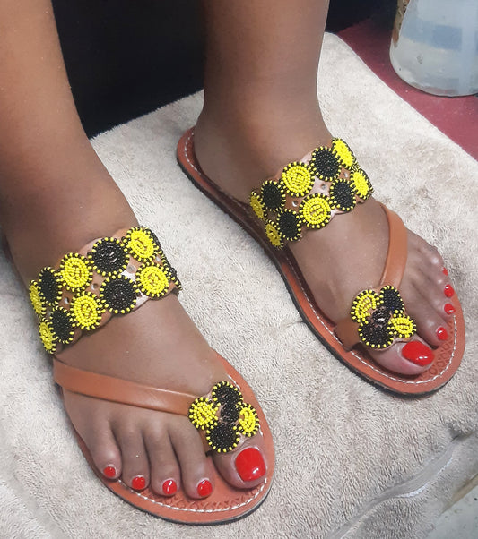 Shanga Beaded Leather Sandals (LT-TOES-st-3)