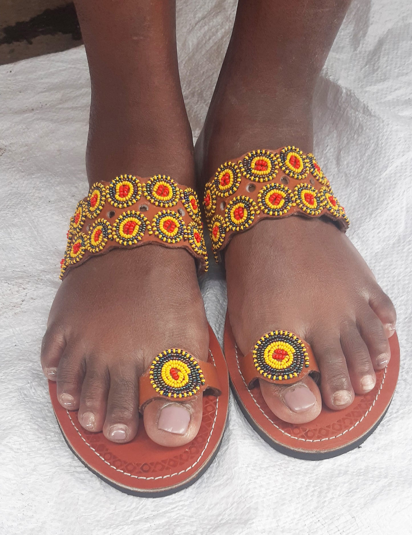 Shanga Beaded Leather Sandals (LT-TOES-st-4)