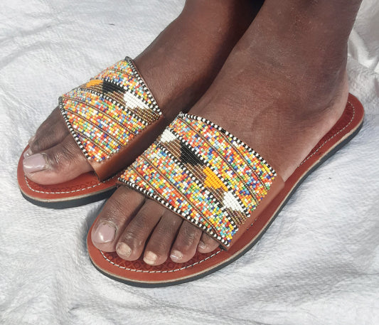 Shanga Beaded Leather Sandals (LT-WDS-3)