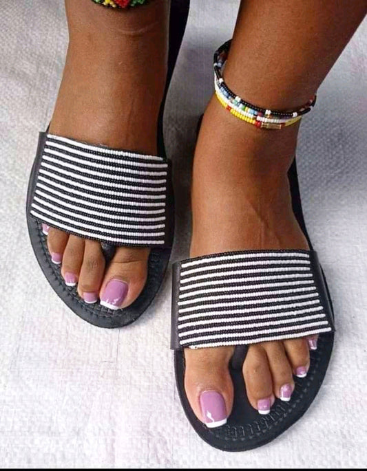 Shanga Beaded Leather Sandals (LT-WDS-4)