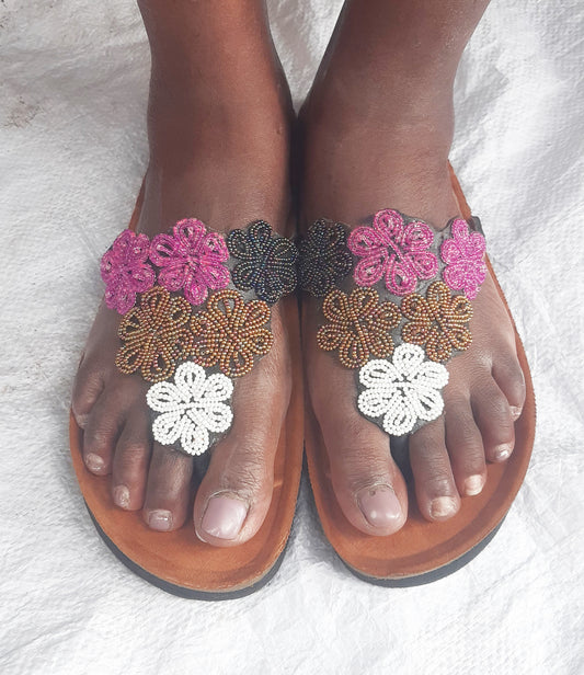 Shanga Beaded Slip Cork sandals Pentagon Star Sandal (SLP Cork Pent-1)