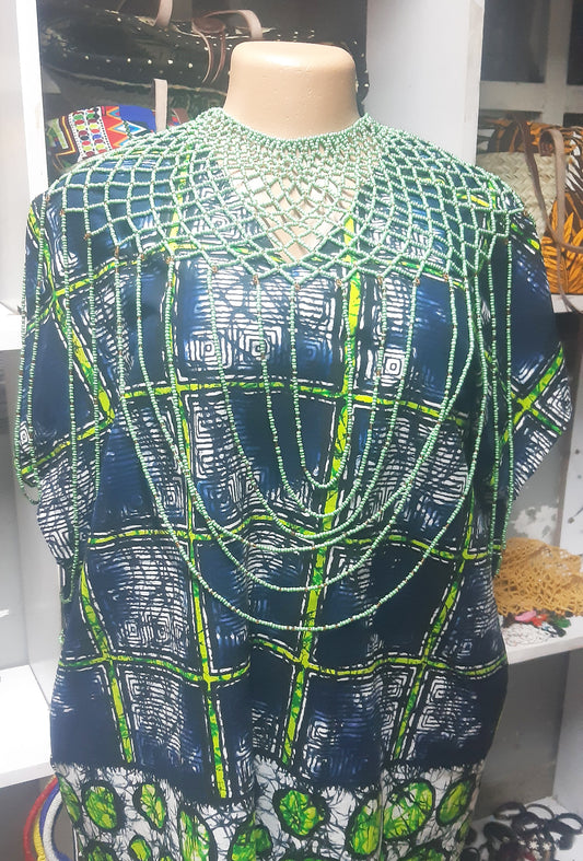 Shanga Beaded Swing Bib Necklace (Raha)