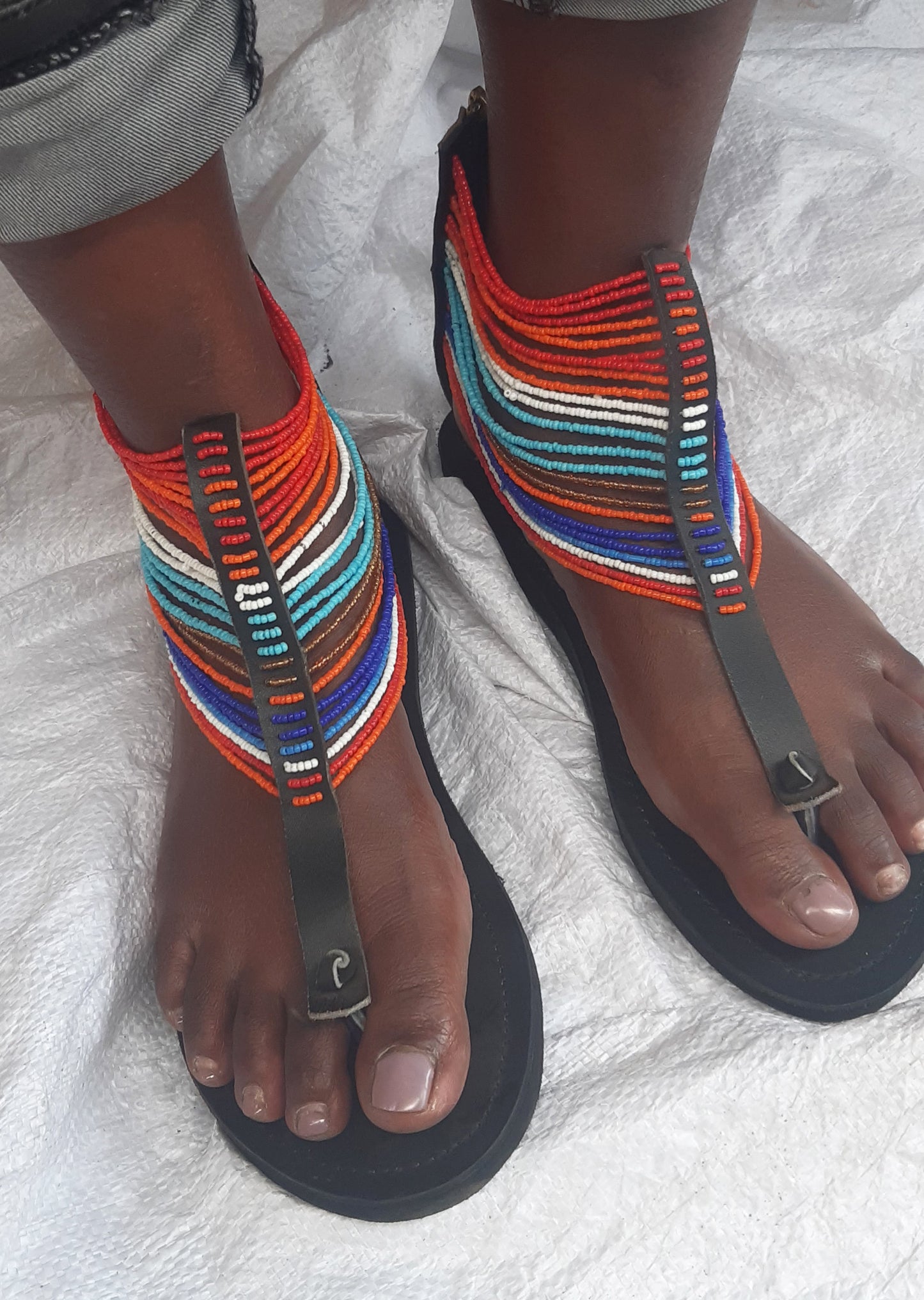 Shanga Beaded zip Gladiator Sandals (GLD-ZP-1)