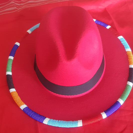 Shanga Fedora Beaded Hat (Maroon)
