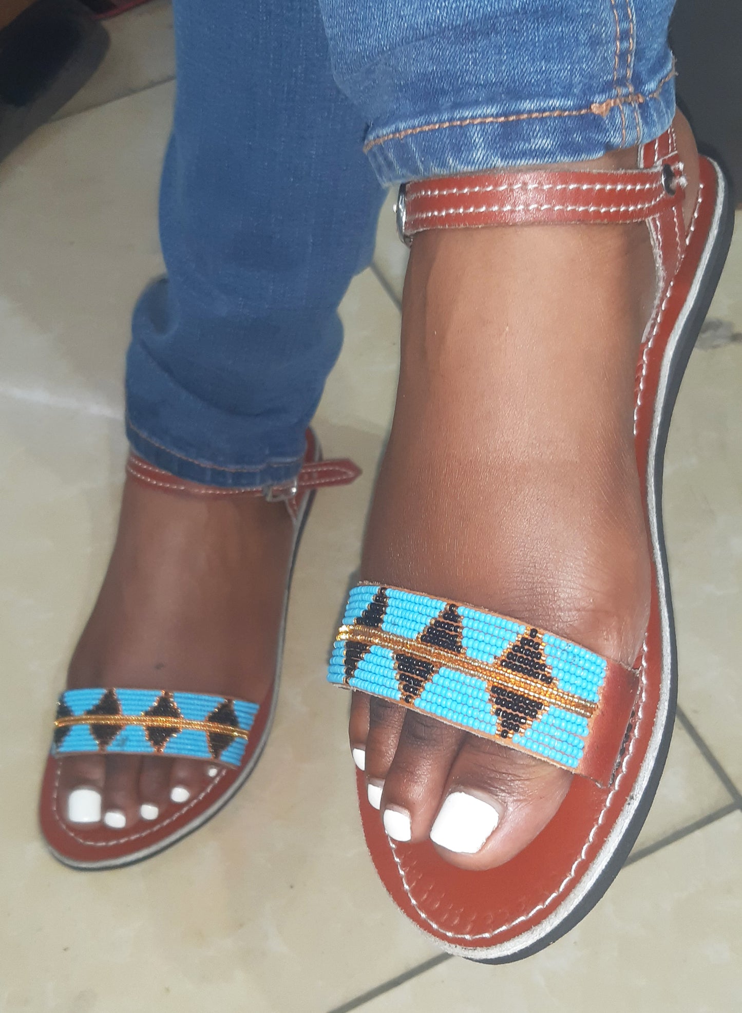 Shanga Leather Strap on Sandals(-FTS-4)