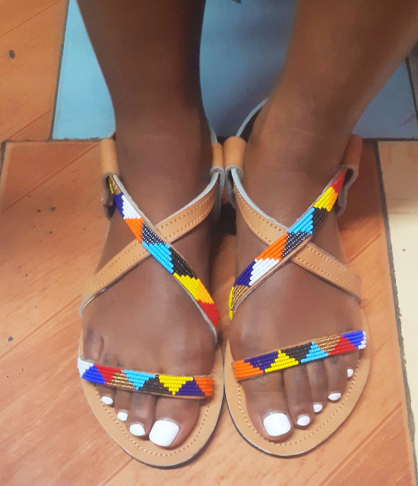 Shanga Leather Strap on Sandals(-FTS-twirls -1)