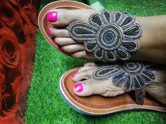 Shanga Beaded Leather Sandals (LT-SLP-Star 1)